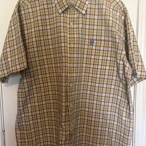 Cinch Men's Yellow and Blue Plaid Button Down Shirt